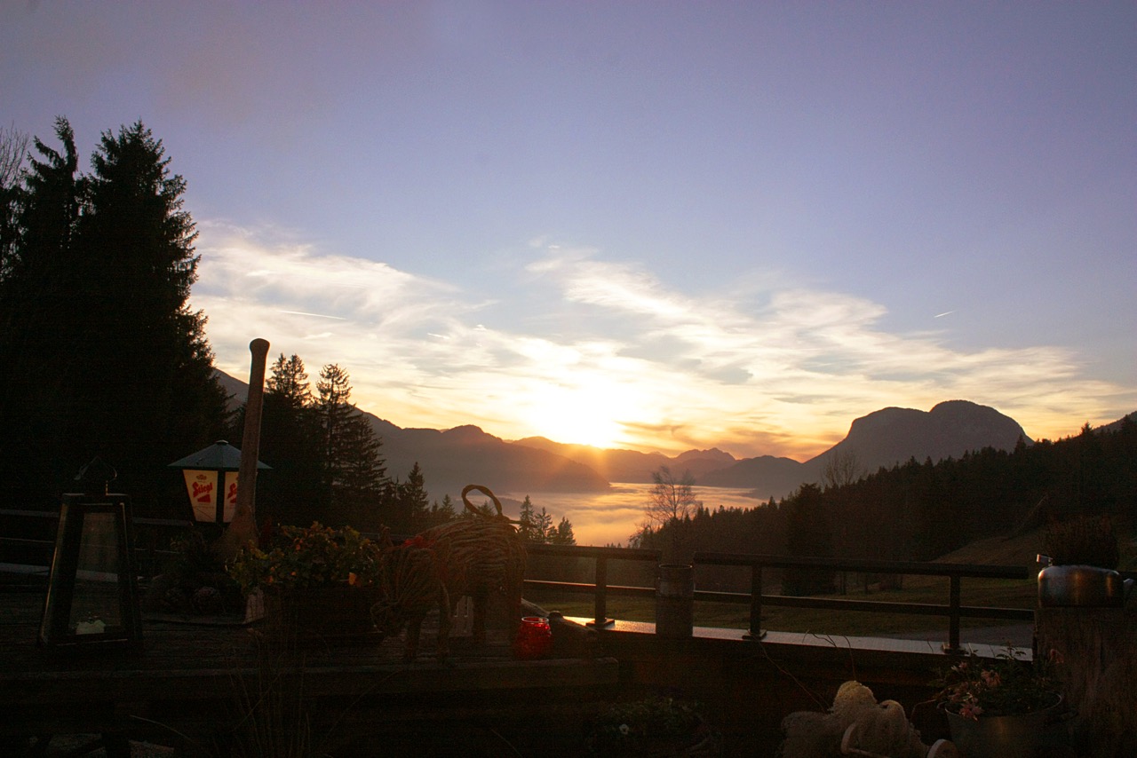 Jägerwirt Scheffau Restaurant - Sonnenuntergang von unserer Terrasse